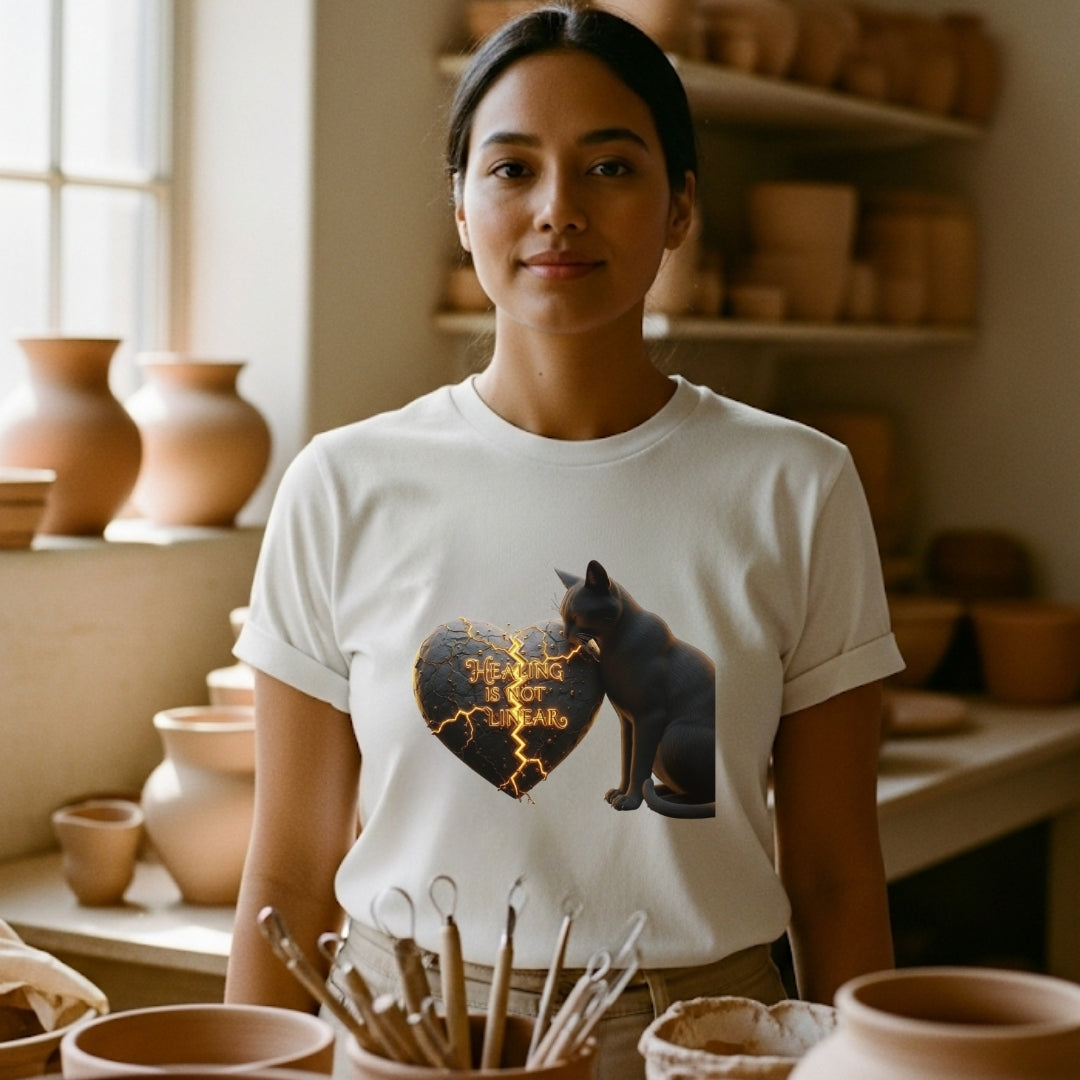HEALING IS NOT LINEAR Gold Heart Tee