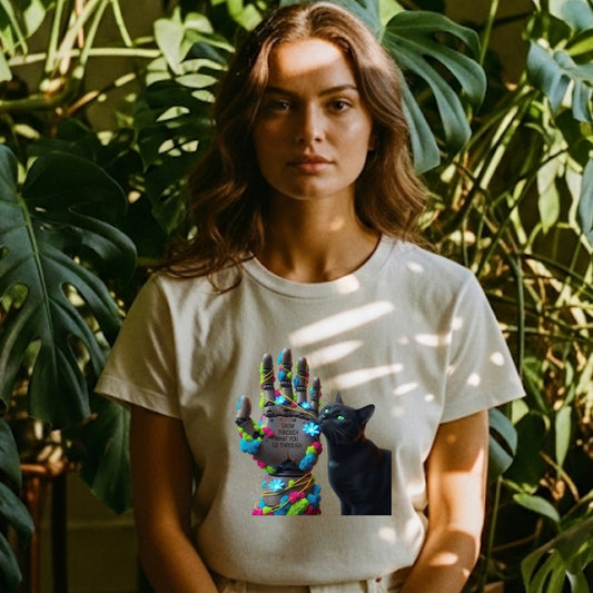 GROW THROUGH WHAT YOU GO THROUGH Robot Hand Tee